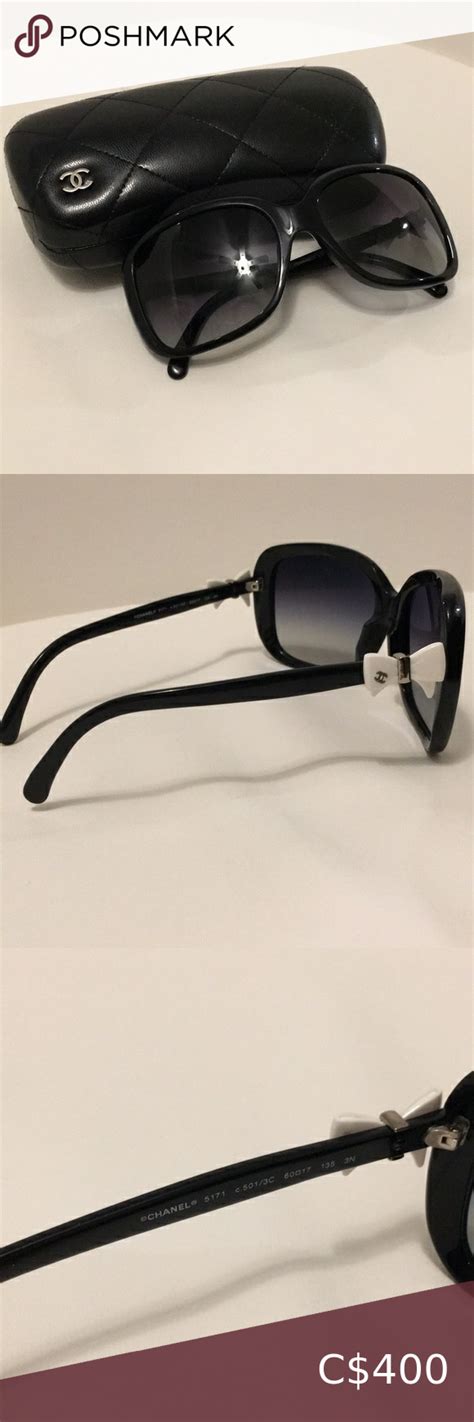 chanel glasses white bow|CHANEL White Bow Black Sunglasses .